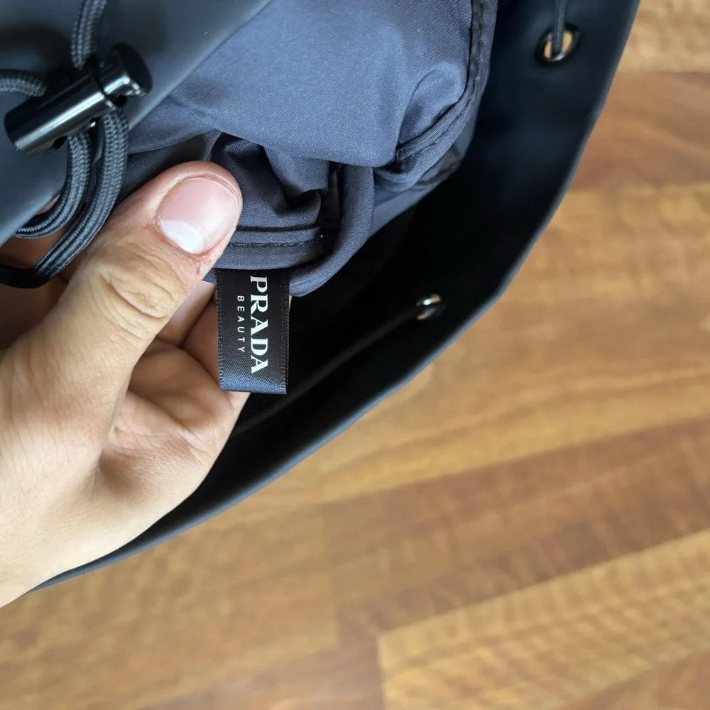 Prada Ocean Luna Rossa Backpack Mens Large Black PVC Drawstring Waterproof